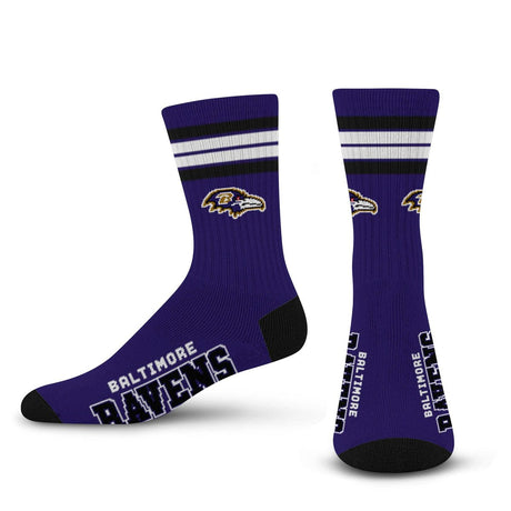 NFL 4 - Stripe "Deuce" Performance Crew Socks - CHOOSE YOUR TEAM - For Bare Feet -