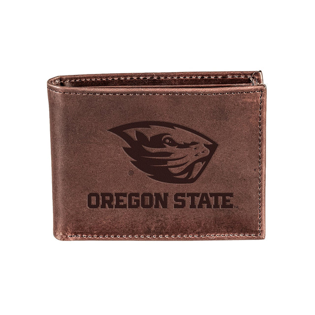 Oregon State University, Bi - Fold Wallet, Brown, CH, 100% Genuine Leather - EG Collective - 801946342694
