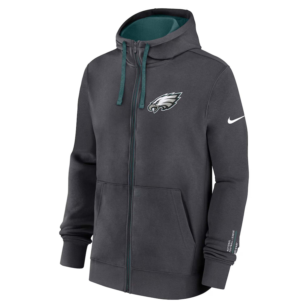 Philadelphia Eagles Nike Anthracite Primetime Club Full - Zip Hoodie - Nike -