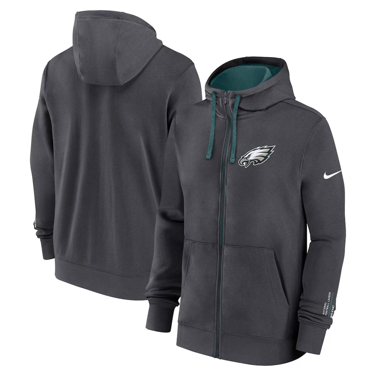 Philadelphia Eagles Nike Anthracite Primetime Club Full - Zip Hoodie - Nike -