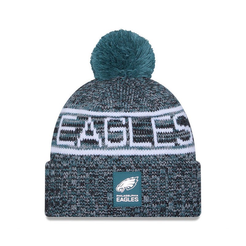 Philadelphia Eagles Script Pom Cuffed Knit Beanie - New Era -