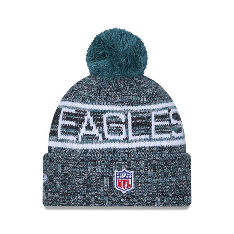 Philadelphia Eagles Script Pom Cuffed Knit Beanie - New Era -
