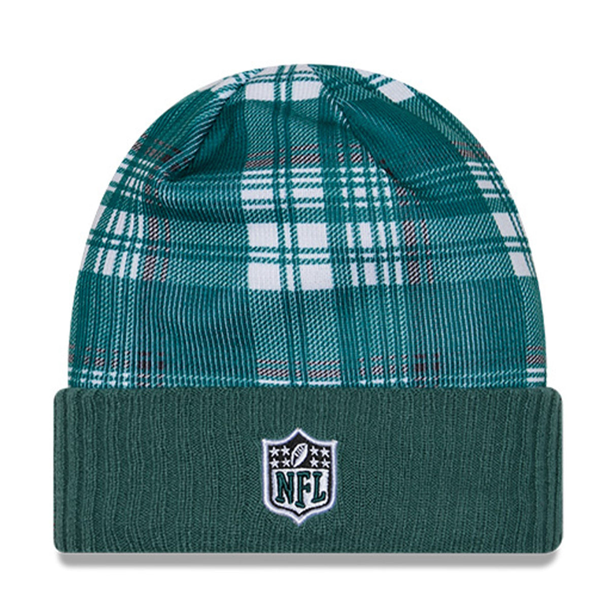 Philadelphia Eagles Statement Green Plaid Cuffed Knit Beanie - New Era - 237011401