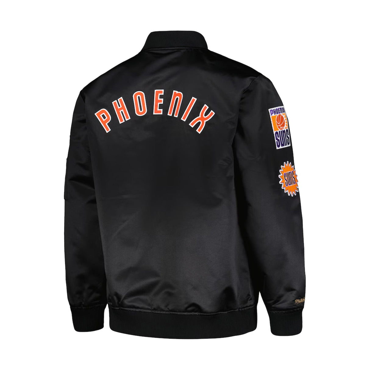 Phoenix Suns Black Hardwood Classics Vintage Logo Black Full - Zip Bomber Jacket - Mitchell & Ness - 22030322601