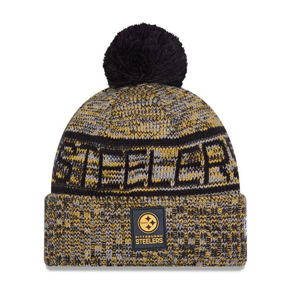 Pittsburgh Steelers Script Pom Cuffed Knit Beanie - New Era -