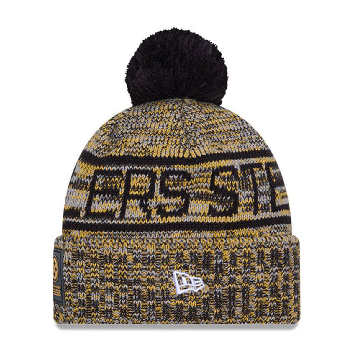 Pittsburgh Steelers Script Pom Cuffed Knit Beanie - New Era -