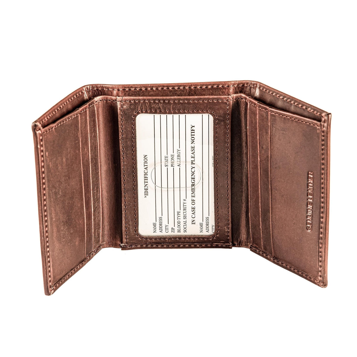 Pittsburgh Steelers, Tri-Fold Wallet, Brown, CH, 100% Genuine Leather - EG Collective - 801946048367