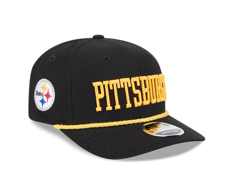 Pittsburgh Steelers Wordmark Black 9SEVENTY Rope Stretch - Snap Hat - New Era - 237404129