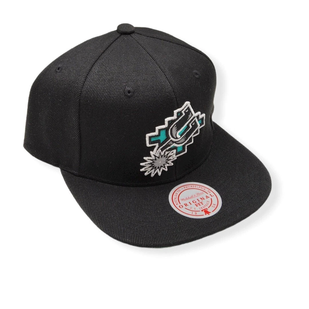 San Antonio Spurs Black/Teal Snapback Hat - Mitchell & Ness -