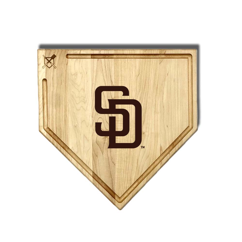 San Diego Padres Home Plate Cutting Boards | Multiple Sizes | Multiple Designs - Baseball BBQ -
