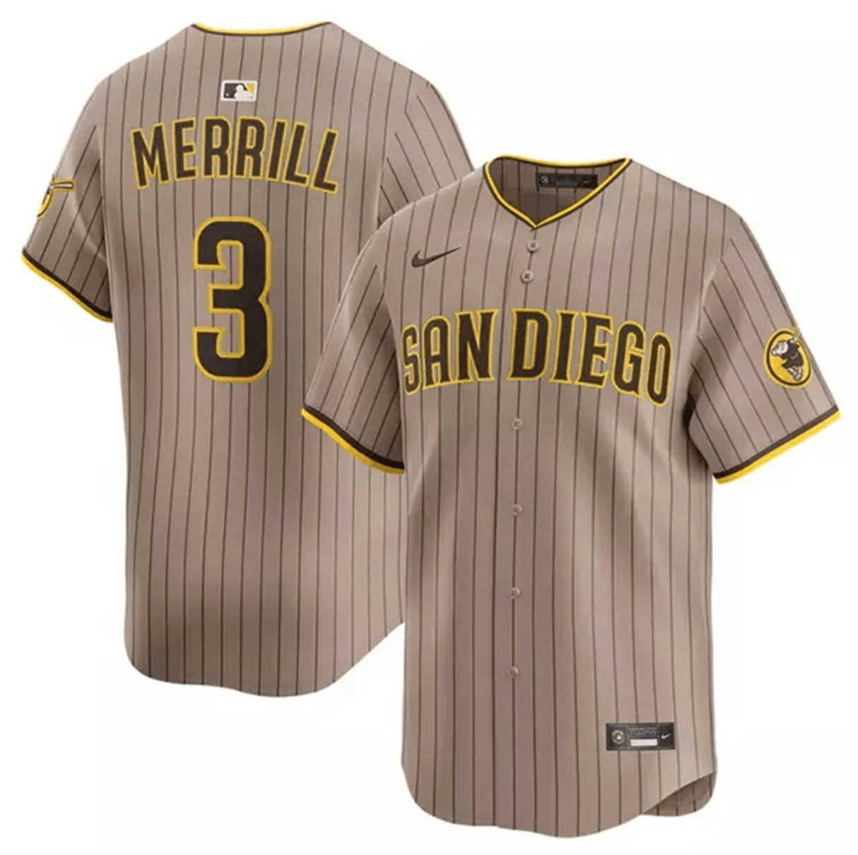 San Diego Padres Jackson Merrill 3 Limited Jersey - Alternate Tan - Nike -