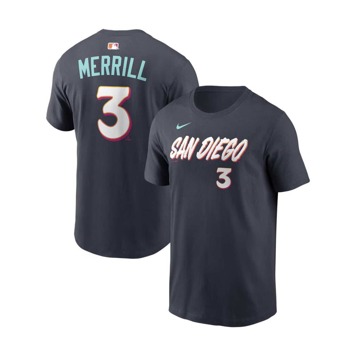 San Diego Padres Jackson Merrill City Connect Obsidian Name & Number T-Shirt - Nike - 232002419534