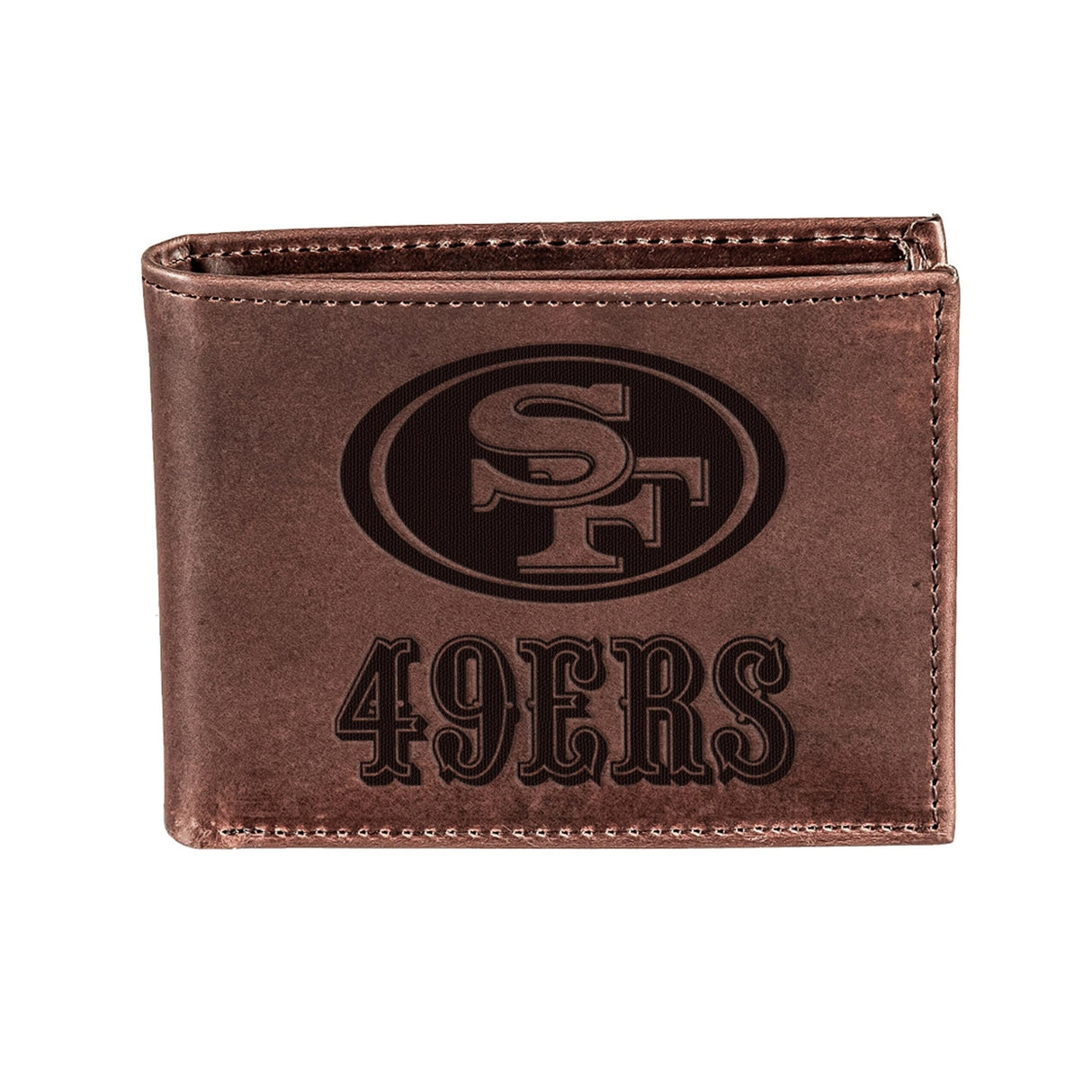 San Francisco 49ers, Bi - Fold Wallet, Brown, CH, 100% Genuine Leather - EG Collective - 808412080142