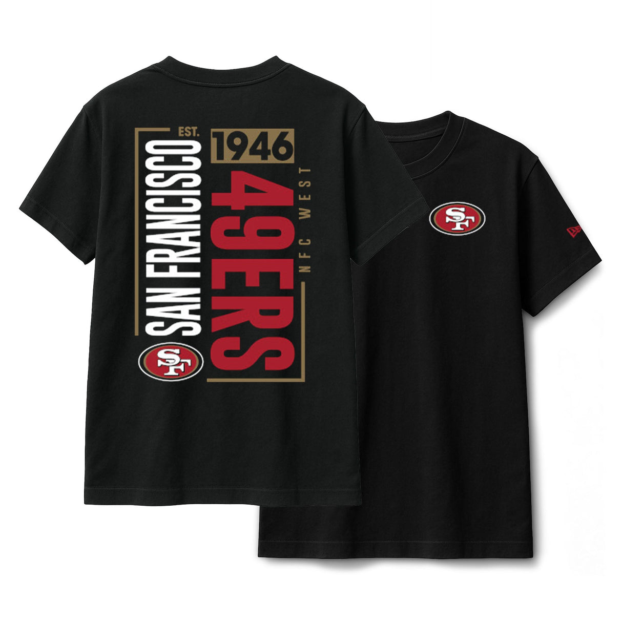 San Francisco 49ers Black New Era 2 - Hit Boxy T-Shirt - New Era -