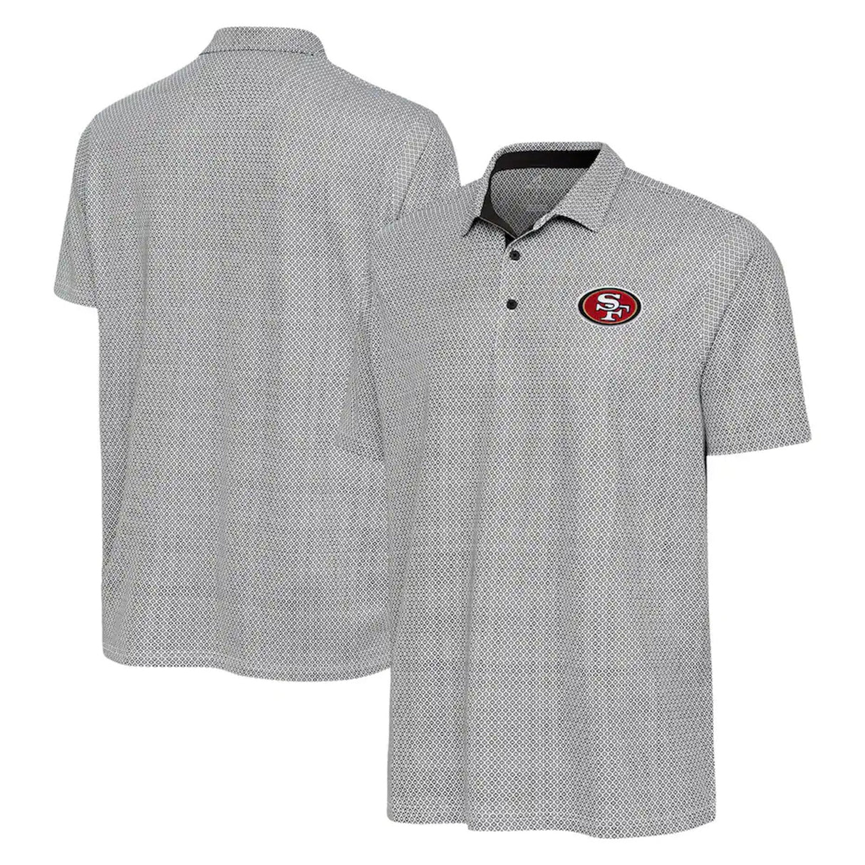 San Francisco 49ers Black & White Antigua Intersect Polo - Antigua -
