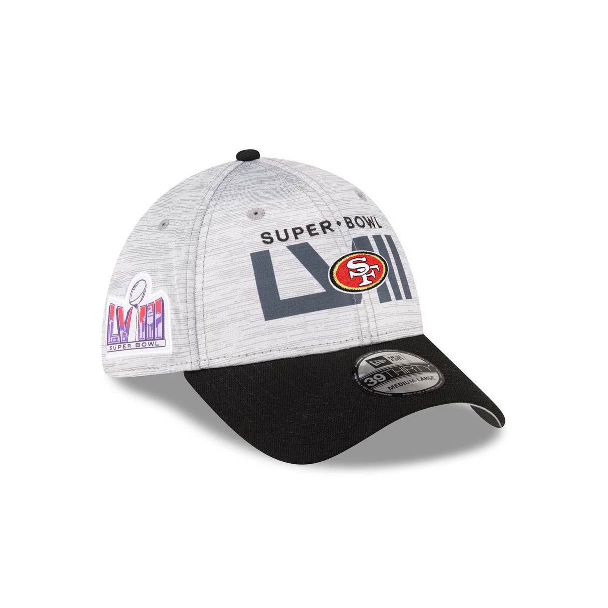 San Francisco 49ers Heather Gray/Black Super Bowl LVIII 39THIRTY Flex Fit Hat - New Era -