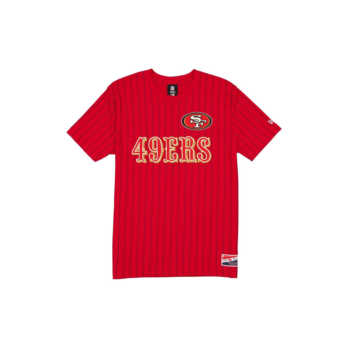 San Francisco 49ers Red & Gold New Era Throwback Pinstripe T-Shirt - New Era -