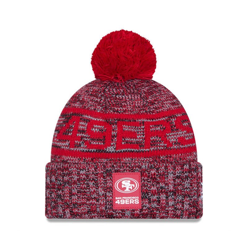 San Francisco 49ers Red/Gray Pom Knit Beanie - New Era -