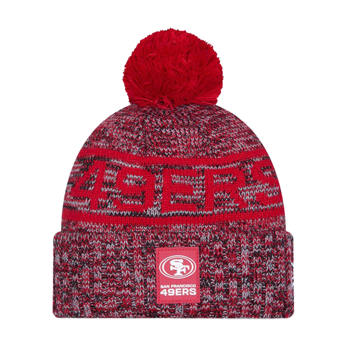 San Francisco 49ers Red/Gray Pom Knit Beanie - New Era -