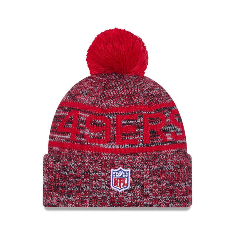San Francisco 49ers Red/Gray Pom Knit Beanie - New Era -