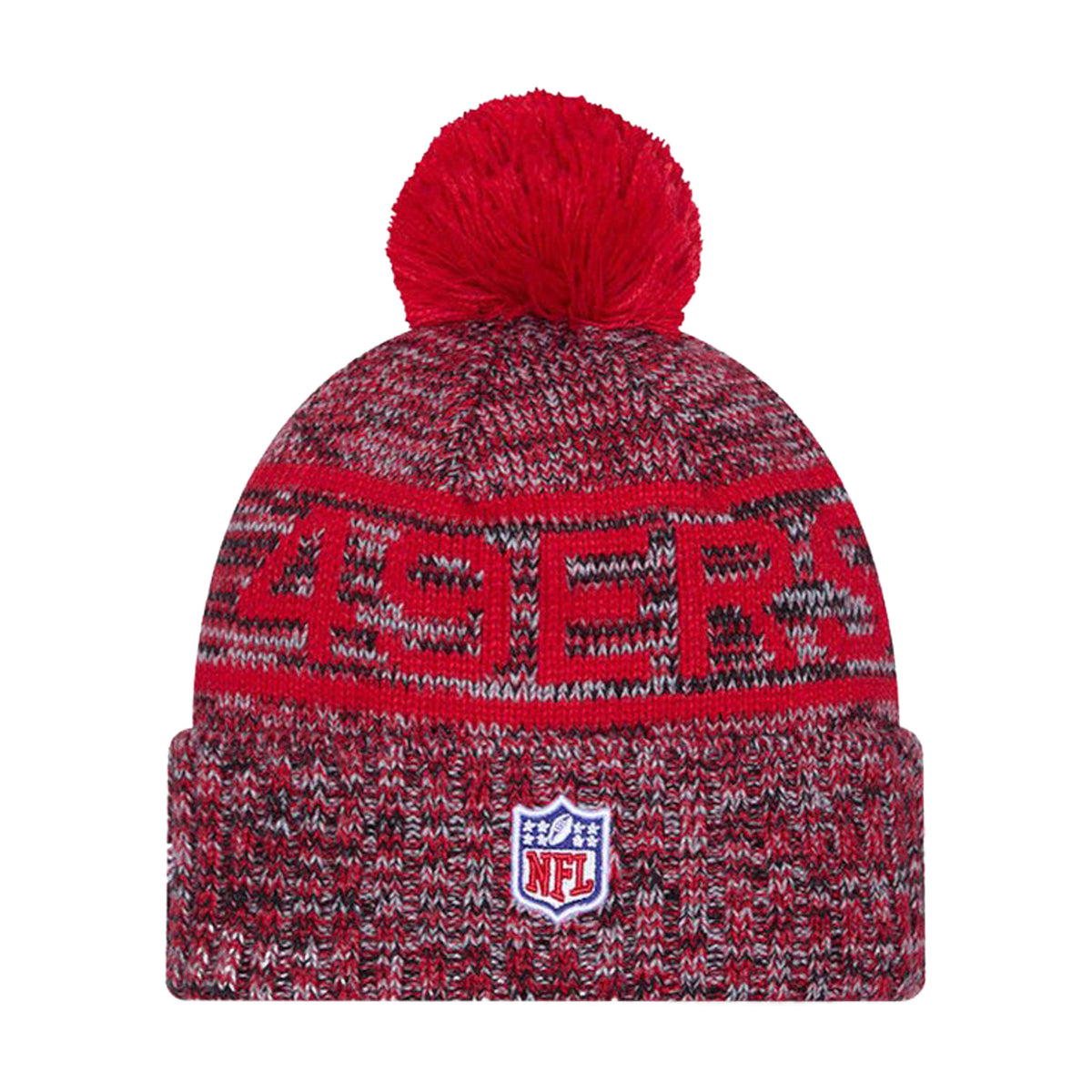 San Francisco 49ers Red/Gray Pom Knit Beanie - New Era -