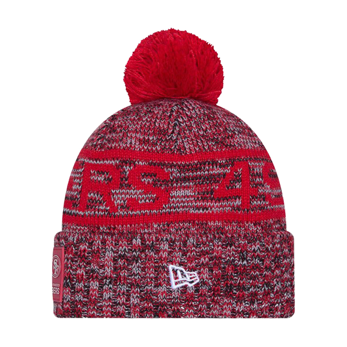 San Francisco 49ers Red/Gray Pom Knit Beanie - New Era -