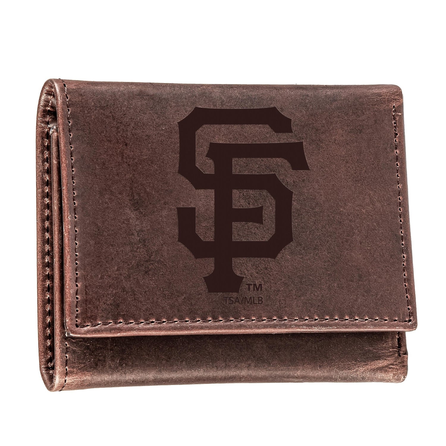 San Francisco Giants Tri - Fold Wallet Brown 100% Genuine Leather - EG Collective - 801946416425