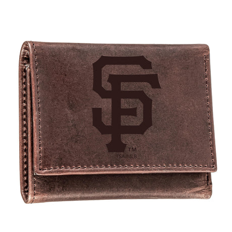 San Francisco Giants Tri - Fold Wallet Brown 100% Genuine Leather - EG Collective - 801946416425