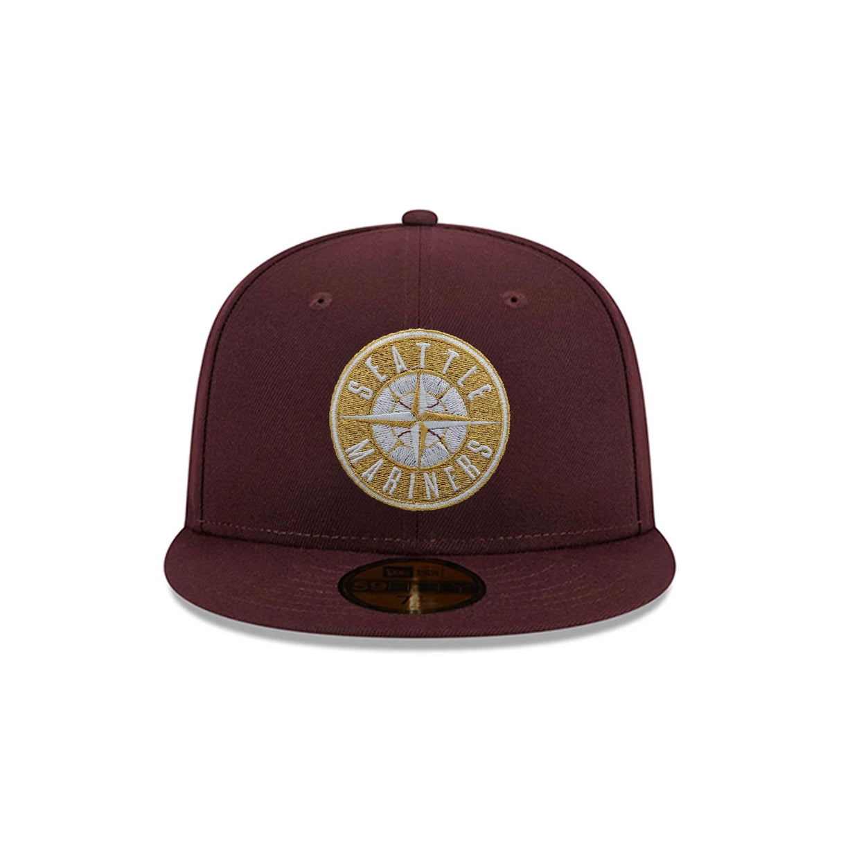 Seattle Mariners Metallic Gold Logo Maroon 59FIFTY Fitted Hat - New Era - 23863841501