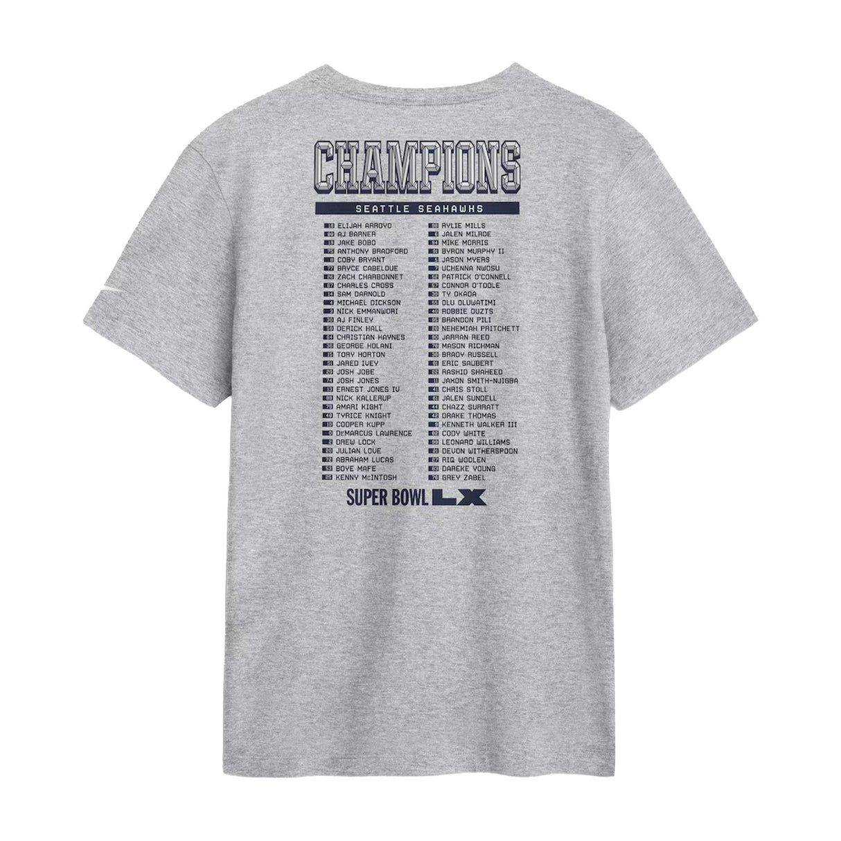 Seattle Seahawks Super Bowl Champions Roster Gray T-Shirt - Nike - 360306128301