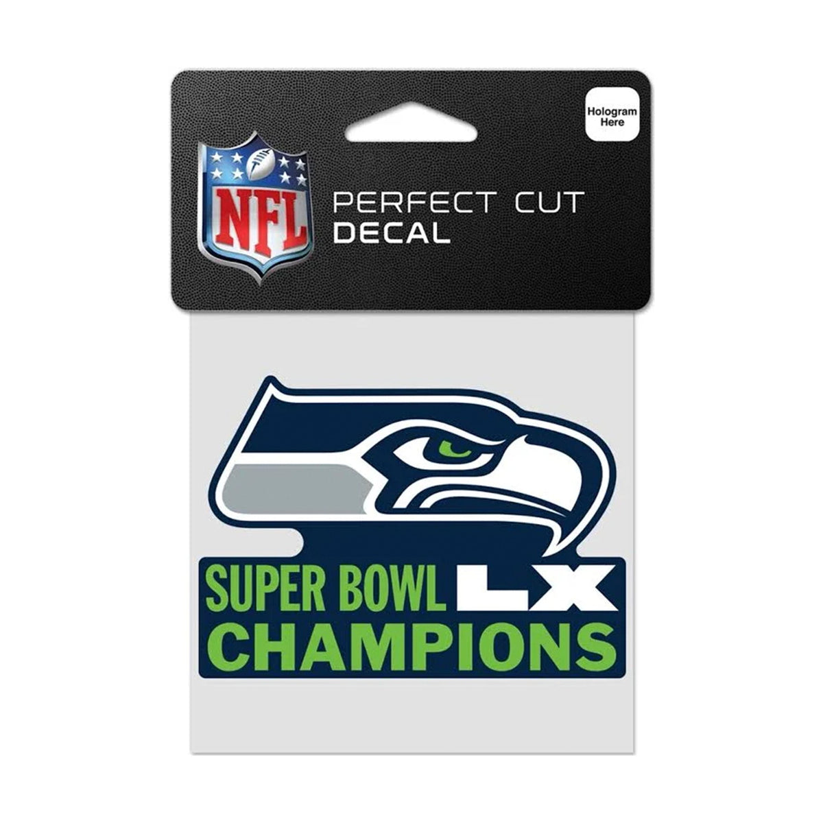 Seattle Seahawks Super Bowl LX Champions 4" x 4" Perfect Cut Decal - Wincraft - 36030801