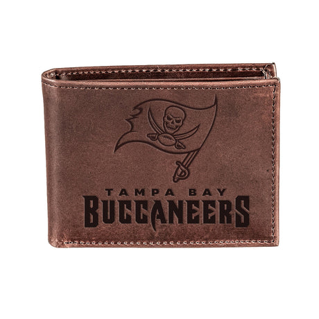 Tampa Bay Buccaneers, Bi - Fold Wallet, Brown, CH, 100% Genuine Leather - EG Collective - 808412080173