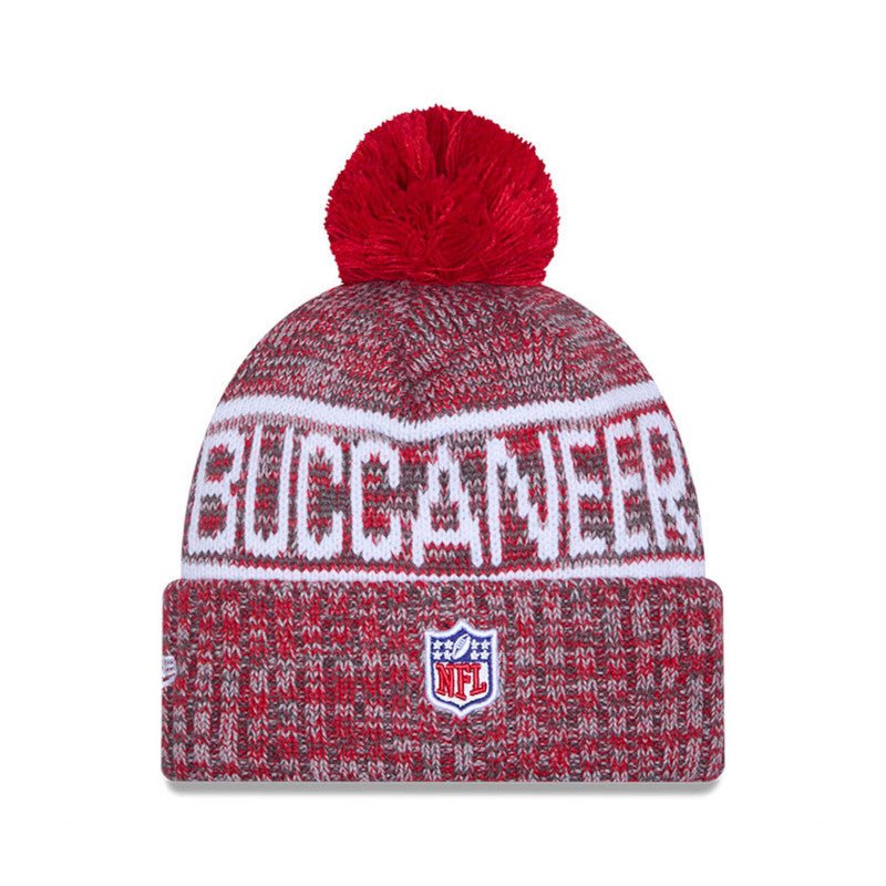 Tampa Bay Buccaneers Red/Gray Pom Knit Beanie - New Era -