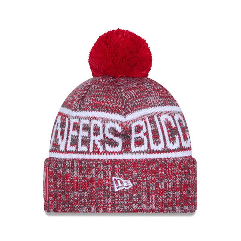 Tampa Bay Buccaneers Red/Gray Pom Knit Beanie - New Era -