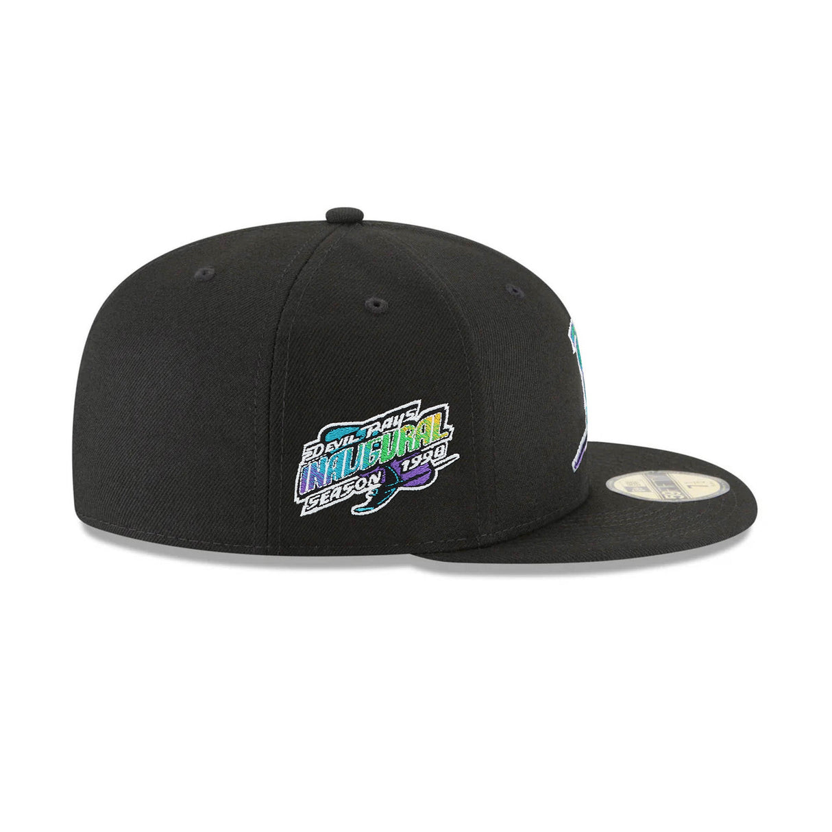 Tampa Bay Rays Inaugural Season 1998 Side Patch Black 59FIFTY Fitted Hat - New Era - 23860540902