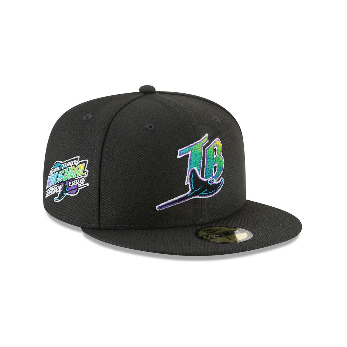 Tampa Bay Rays Inaugural Season 1998 Side Patch Black 59FIFTY Fitted Hat - New Era - 23860540902