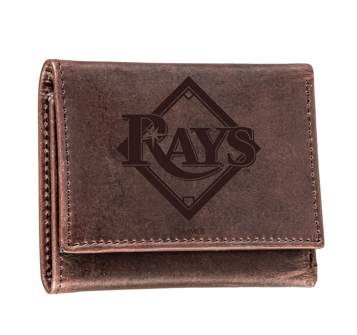 Tampa Bay Rays Tri-Fold Wallet Brown 100% Genuine Leather - EG Collective - 801946416494
