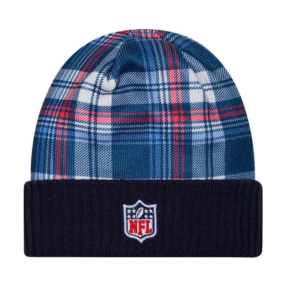 Tennessee Titans Navy Plaid Statement Beanie Cuffed Knit Hat - New Era -