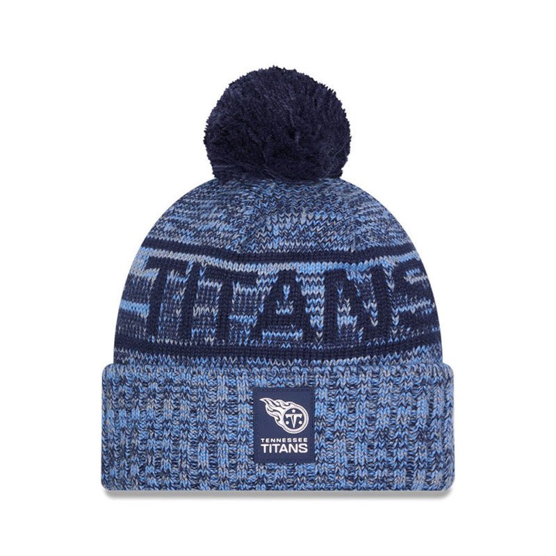 Tennessee Titans Navy/Light Blue Pom Knit Beanie - New Era -