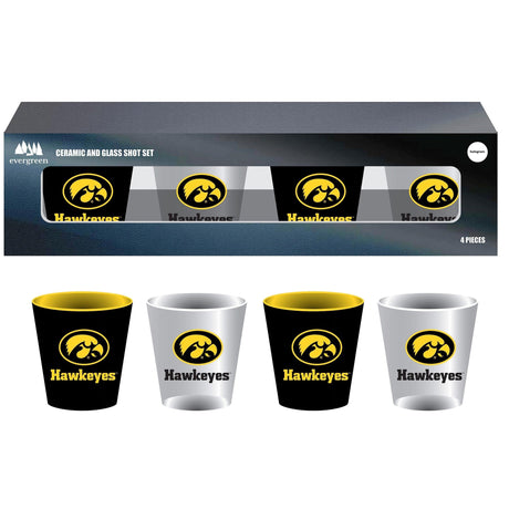 University of Iowa 4 - Piece Ceramic and Glass 2oz. Shot Glass Set - EG Collective - 801946180654