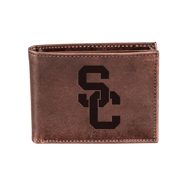 University of Southern California, Bi - Fold Wallet, Brown, CH, 100% Genuine Leather - EG Collective - 801946307471