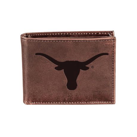University of Texas, Bi - Fold Wallet, Brown, CH, 100% Genuine Leather - EG Collective - 801946051695