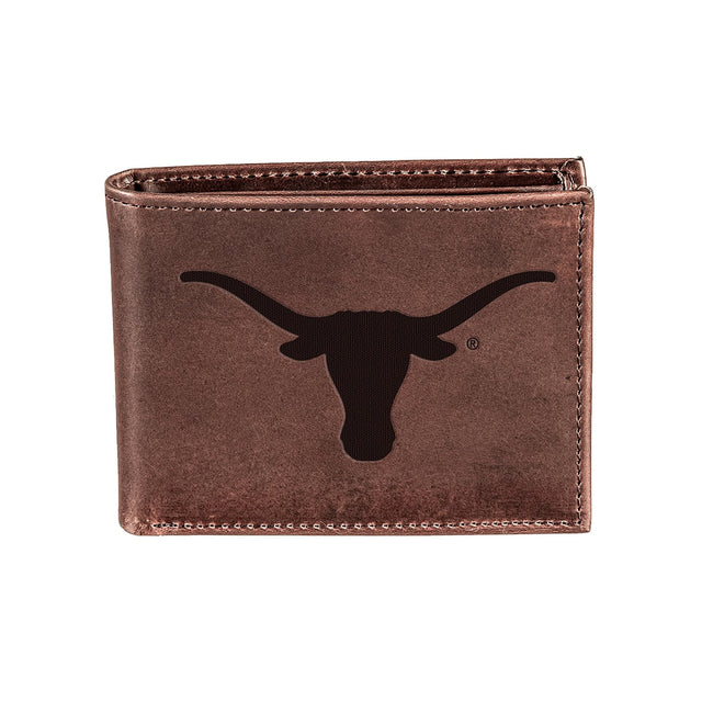 University of Texas, Bi - Fold Wallet, Brown, CH, 100% Genuine Leather - EG Collective - 801946051695