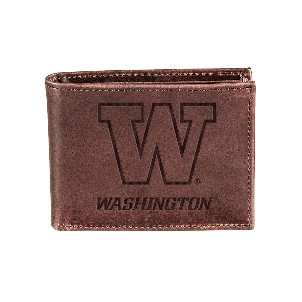 University of Washington, Bi - Fold Wallet, Brown, CH, 100% Genuine Leather - EG Collective - 801946342410