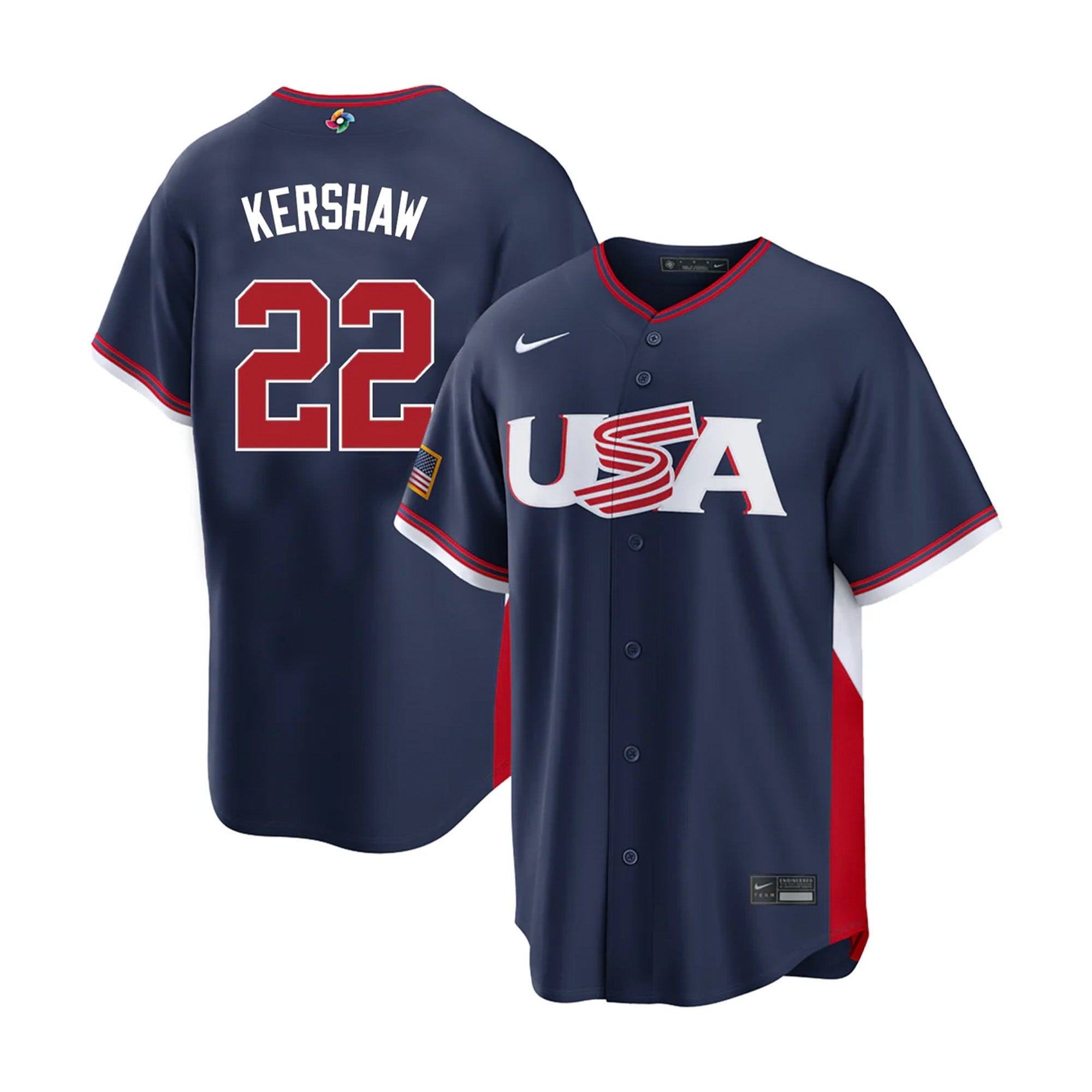KERSHAW 22 USA ユニフォーム NIKE　Mサイズ USA 2026 World Baseball Classic Clayton Kershaw Navy Jersey