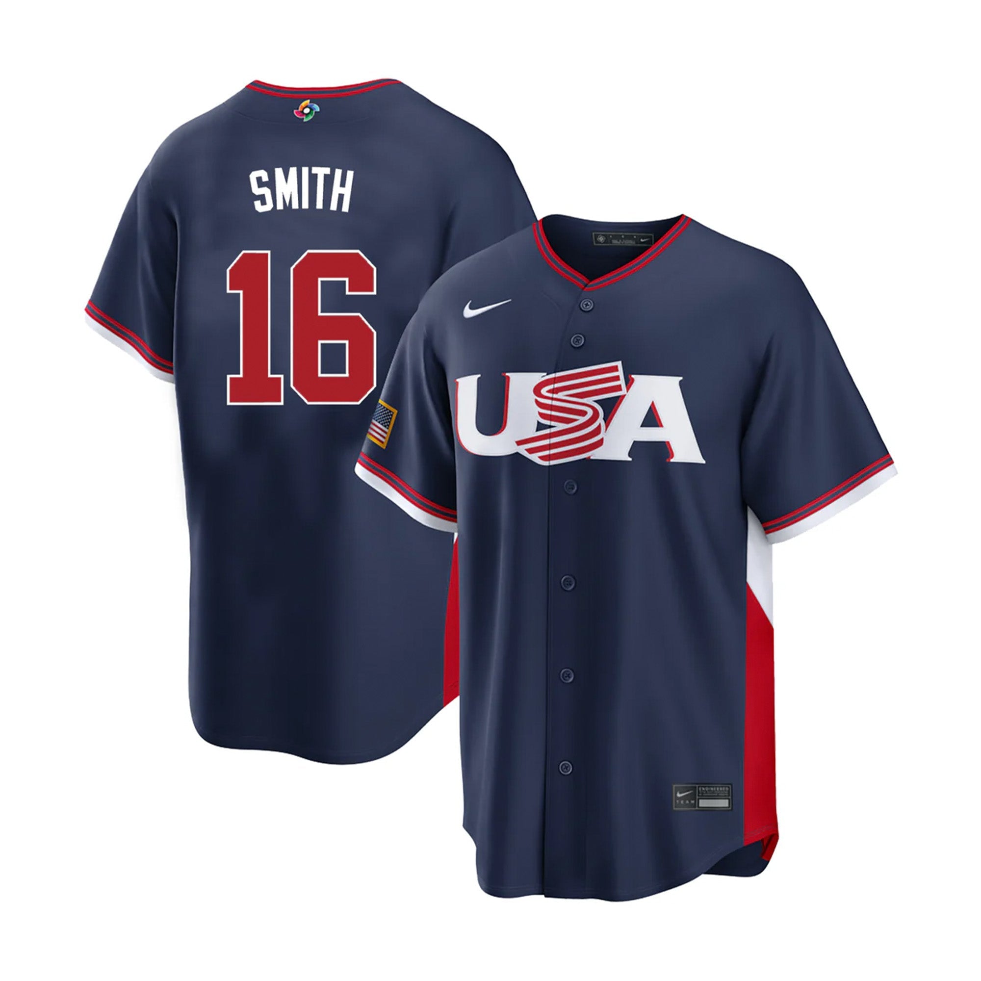 WBC 米国代表ユニホームUSA Jersey SMITH 16 USA 2026 World Baseball Classic Will Smith Navy Jersey – Sports