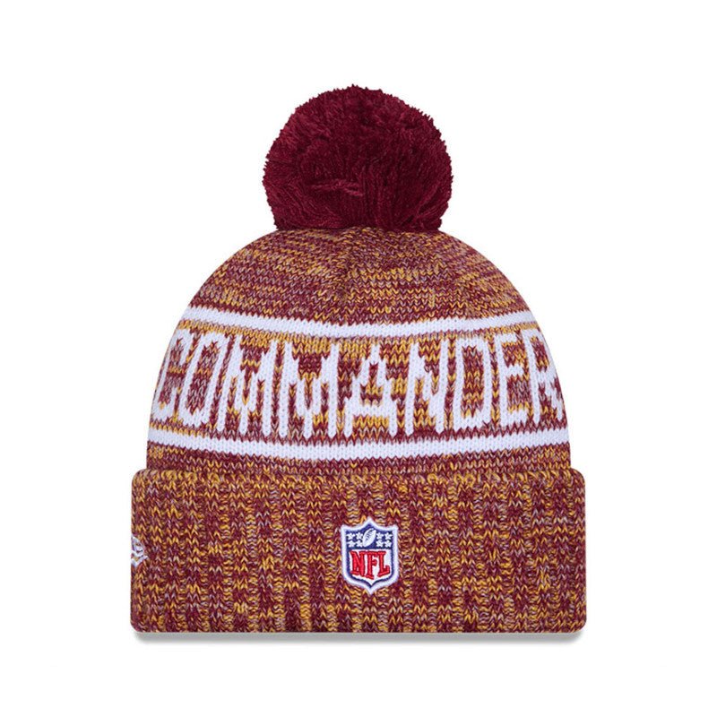 Washington Commanders Burgundy/Gold Pom Knit Beanie - New Era -