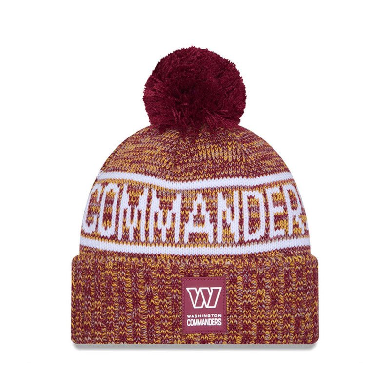 Washington Commanders Burgundy/Gold Pom Knit Beanie - New Era -