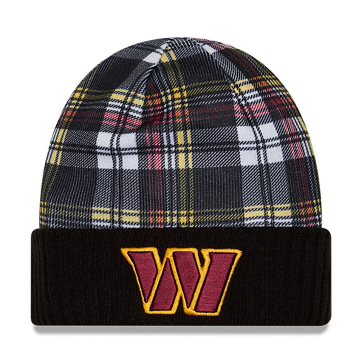Washington Commanders Statement Red & Yellow Plaid Cuffed Knit Beanie - New Era - 237012603