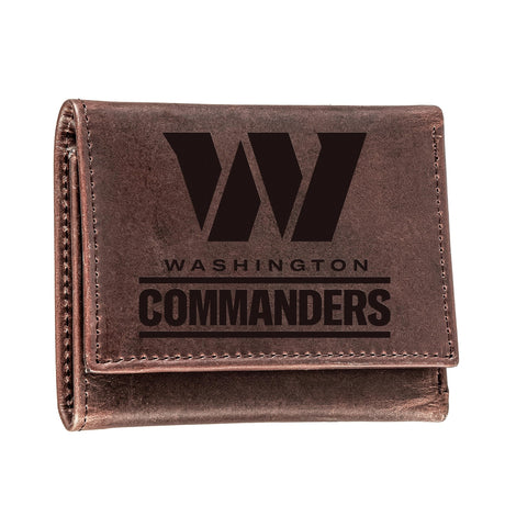Washington Commanders, Tri - Fold Wallet, Brown, CH, 100% Genuine Leather - EG Collective - 801946070535